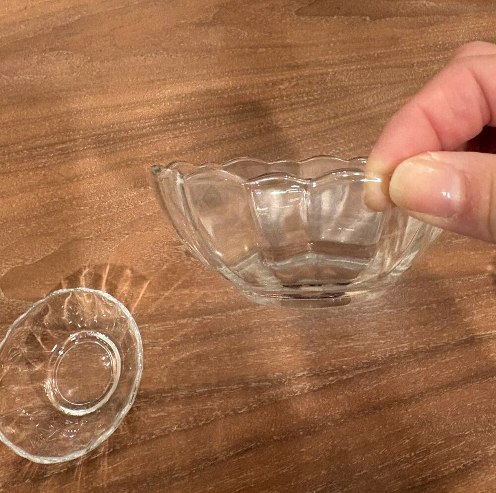3 Vintage Arcoroc France Bowls Clear Glass Petal Scalloped Edge 4inch